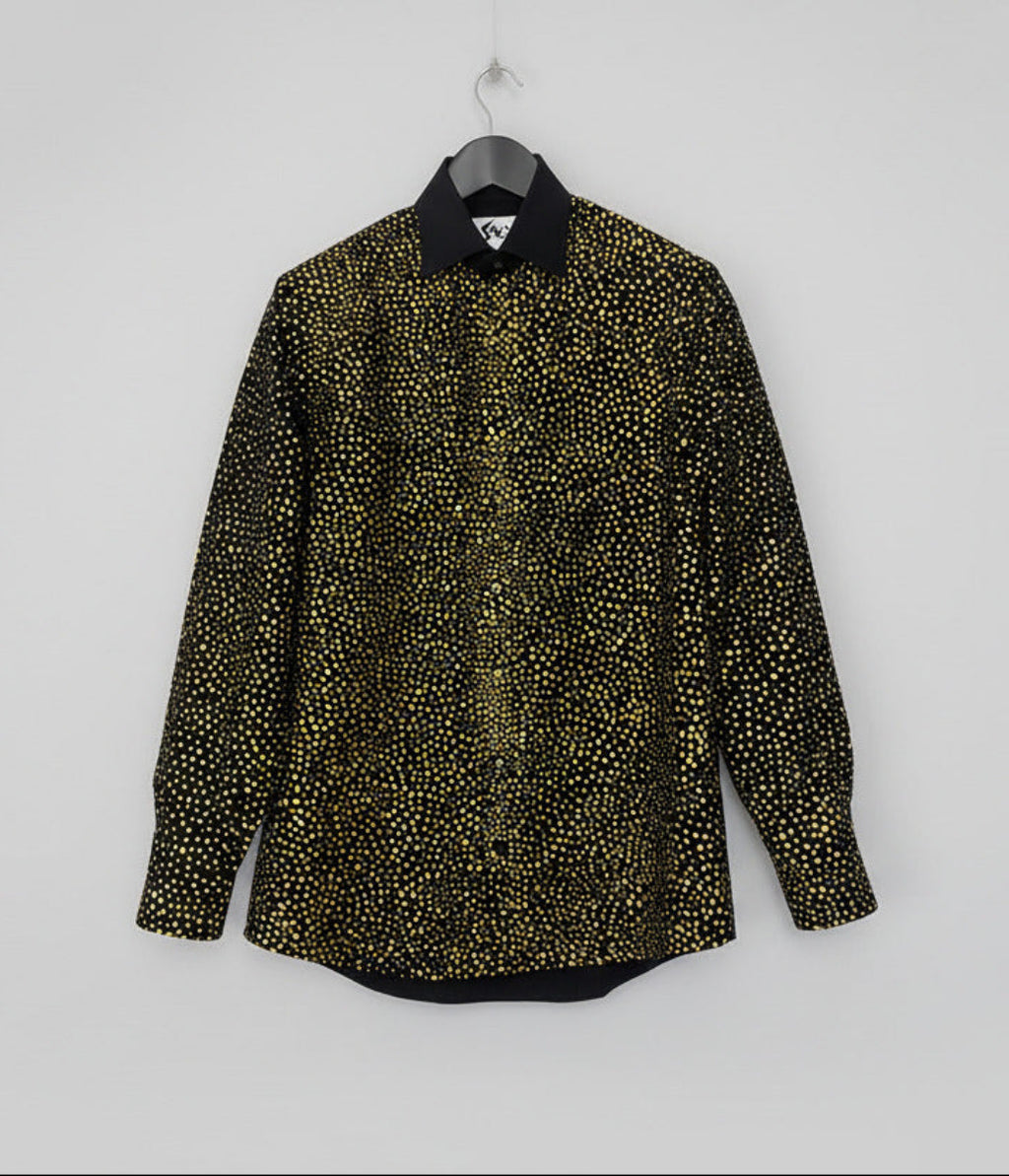 Stacy Menswear Couture Golden Angels Premium Cotton Percale Hand-Painted Shirt