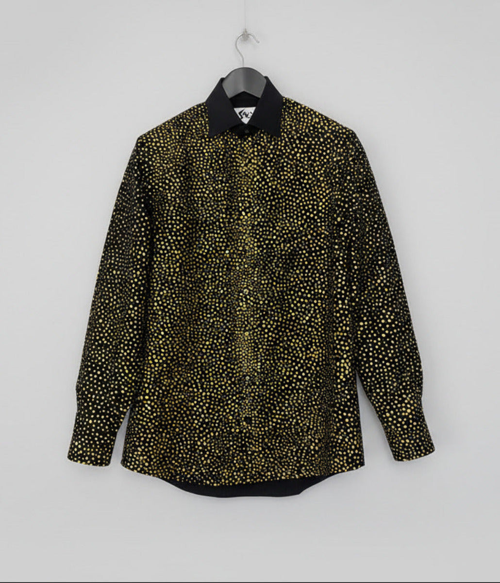 Stacy Menswear Couture Golden Angels Premium Cotton Percale Hand-Painted Shirt