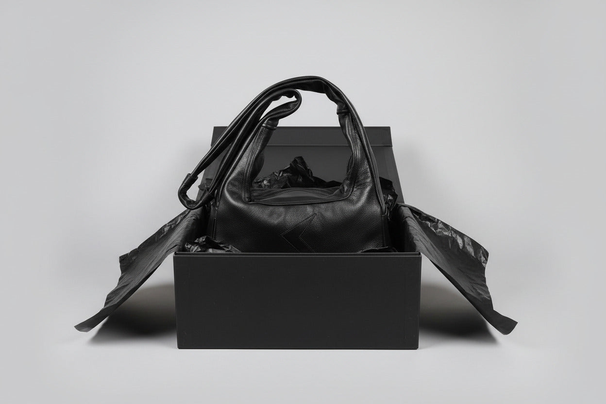 Stacy Couture Trapezoid Leather Messenger Bag