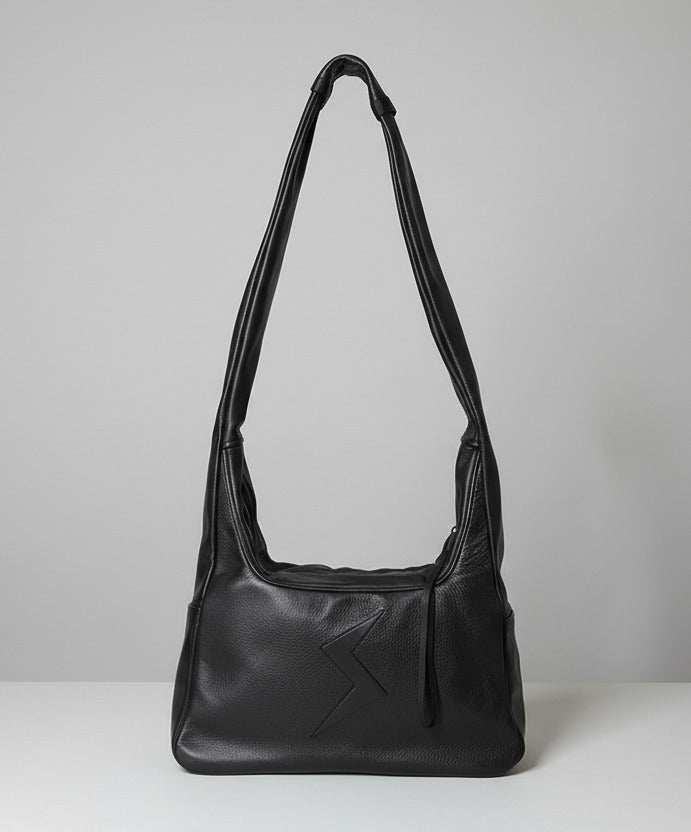 Stacy Couture Trapezoid Leather Messenger Bag