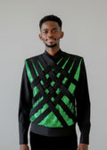 Stacy Menswear Couture Argyle Labyrinth Sequined Knit Top