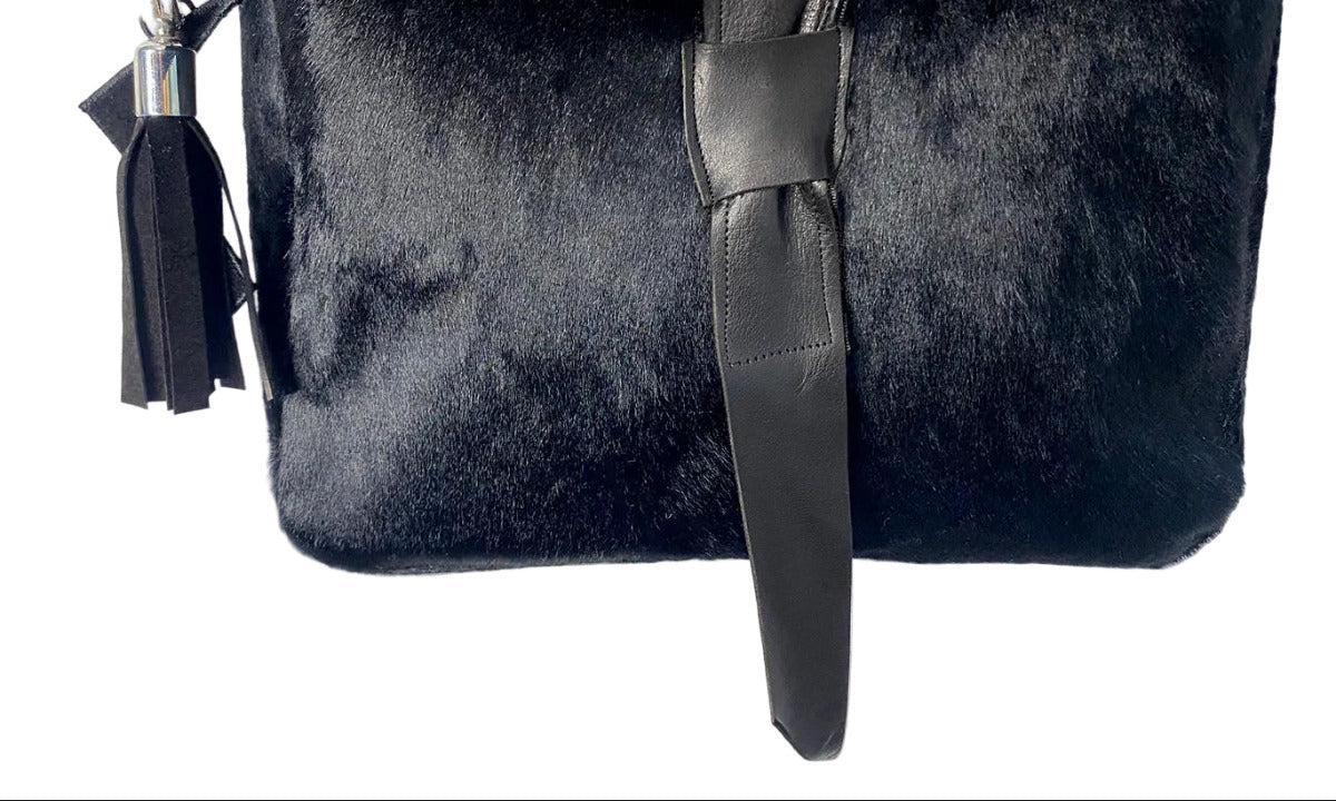 Stacy Couture Hair-On Calf Powder Satchel Bag