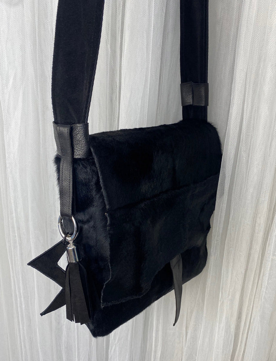 Stacy Couture Hair-On Calf Powder Satchel Bag