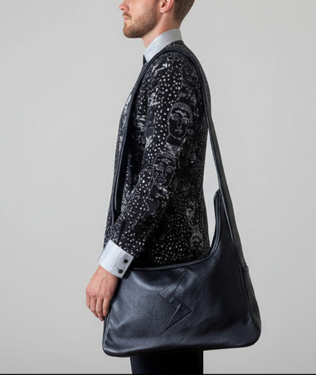 Stacy Couture Trapezoid Leather Messenger Bag