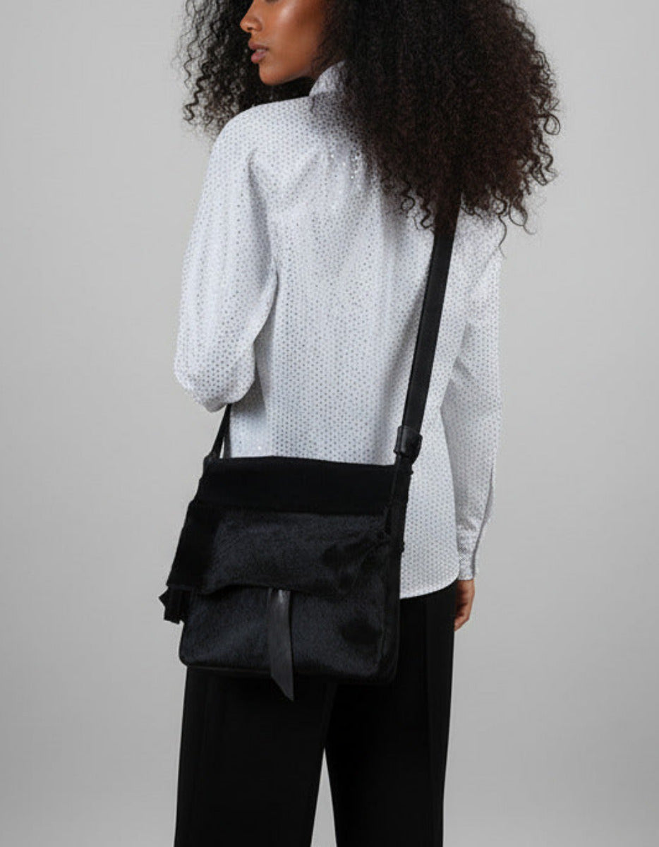 Stacy Couture Hair-On Calf Powder Satchel Bag