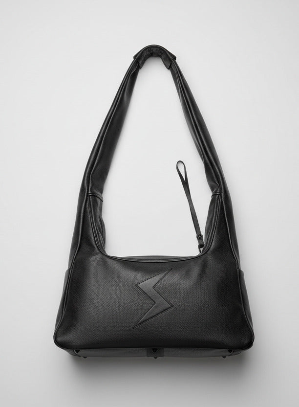 Stacy Couture Trapezoid Leather Messenger Bag