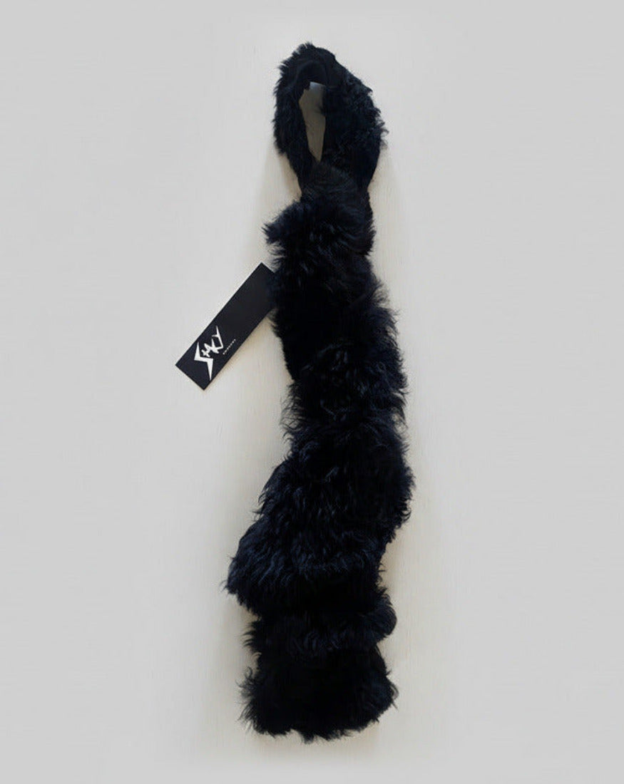 Stacy Couture Black Shearling Coil Scarf
