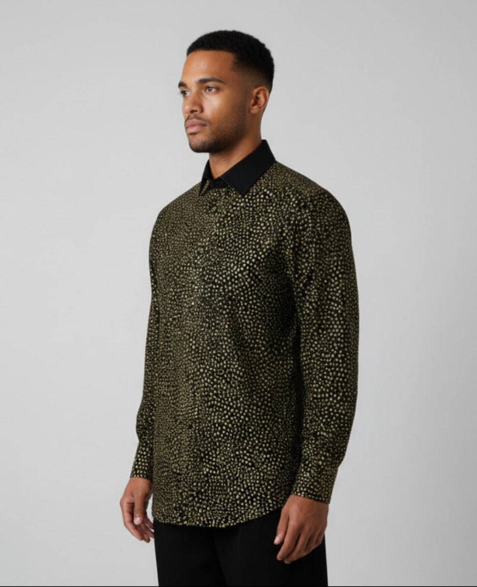 Stacy Menswear Couture Golden Angels Premium Cotton Percale Hand-Painted Shirt