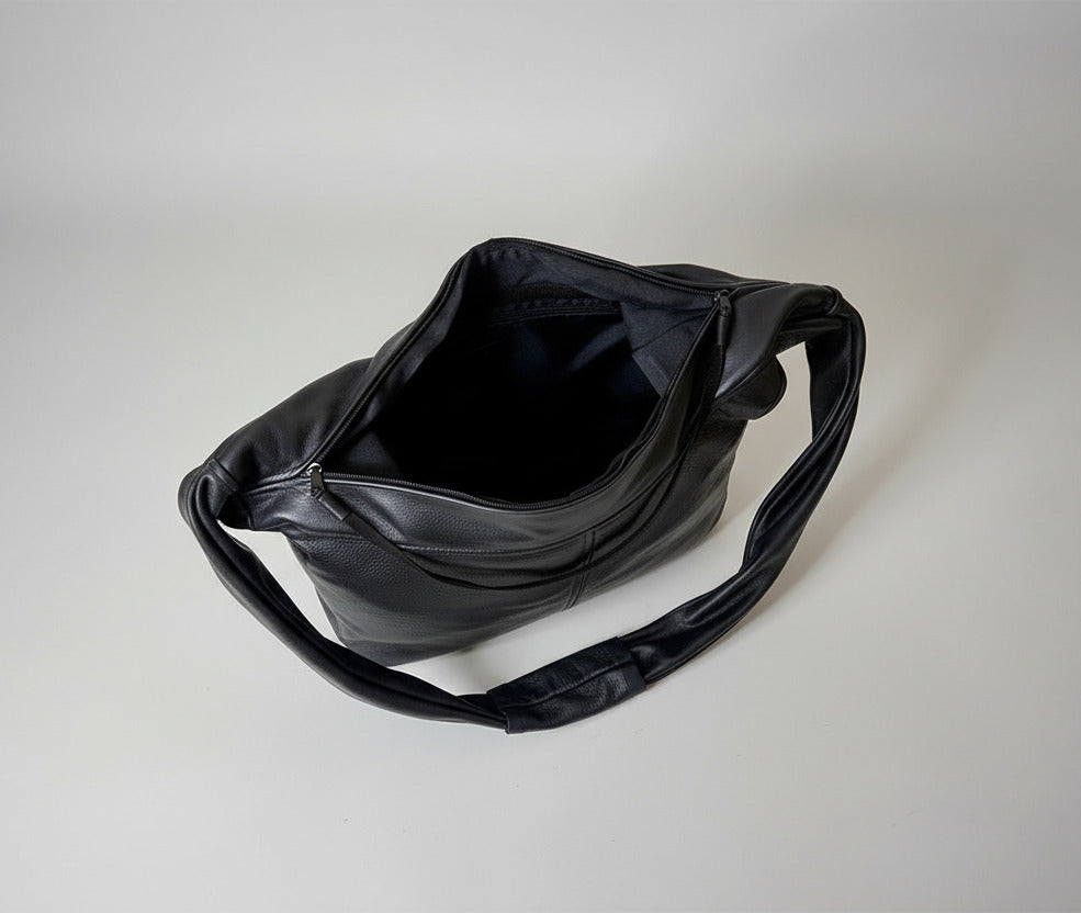 Stacy Couture Trapezoid Leather Messenger Bag