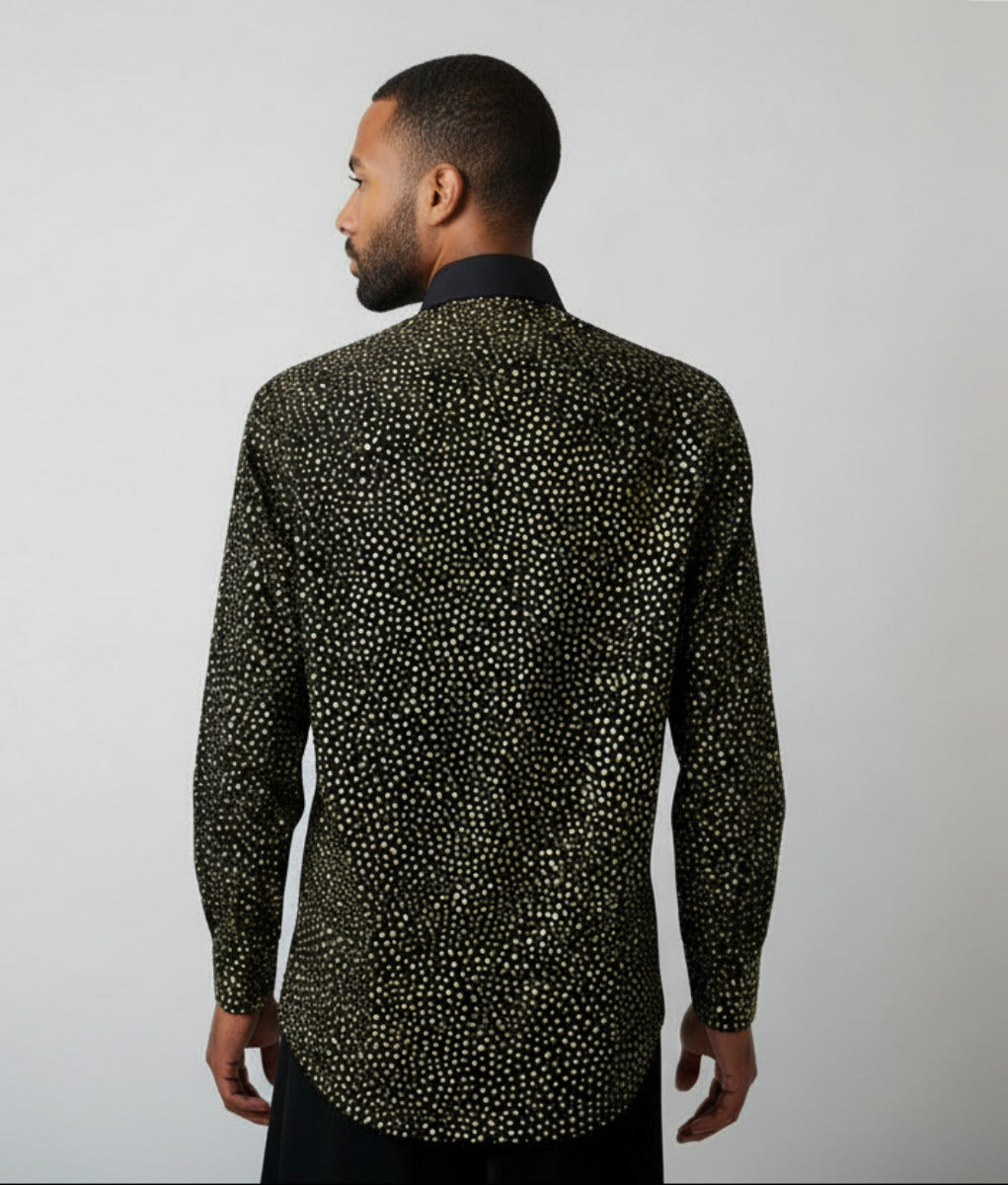 Stacy Menswear Couture Golden Angels Premium Cotton Percale Hand-Painted Shirt