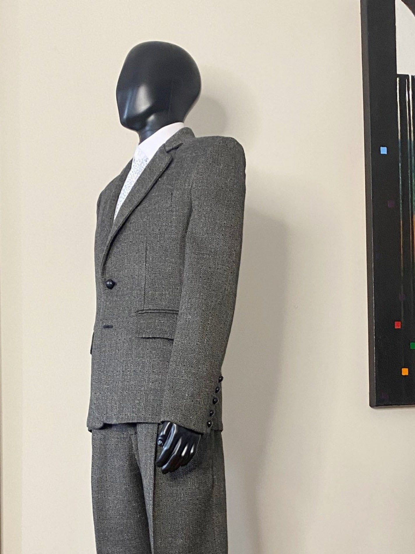 Stacy Menswear Couture Diamond Dodger Luxury Tweed Notched Lapel Blazer