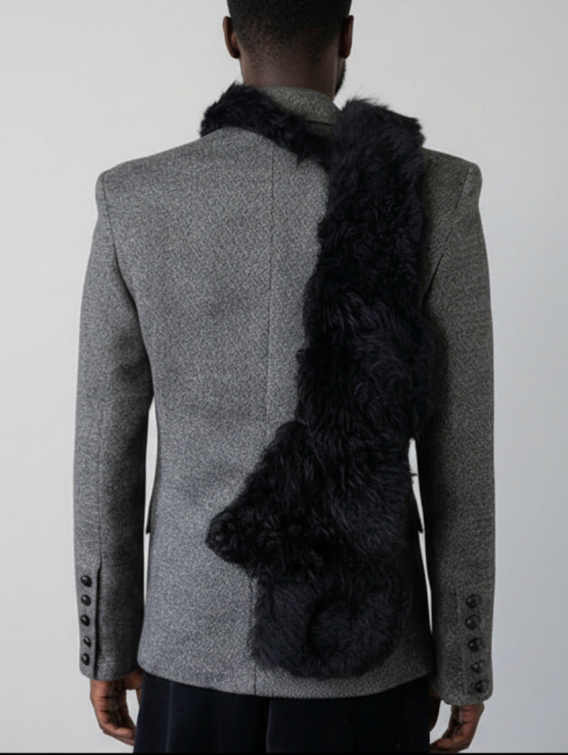 Stacy Couture Black Shearling Coil Scarf