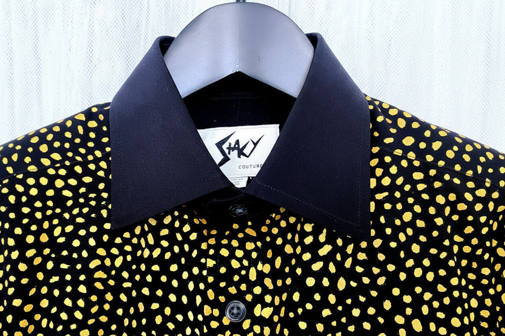 Stacy Menswear Couture Golden Angels Premium Cotton Percale Hand-Painted Shirt