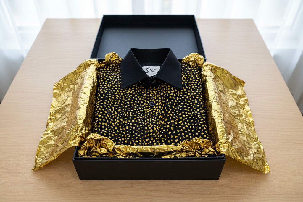 Stacy Menswear Couture Golden Angels Premium Cotton Percale Hand-Painted Shirt