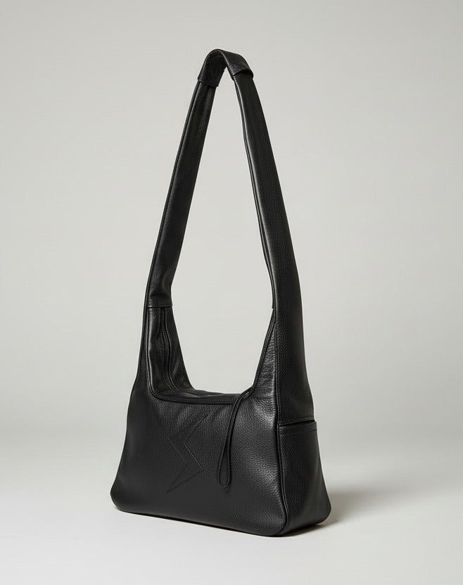 Stacy Couture Trapezoid Leather Messenger Bag