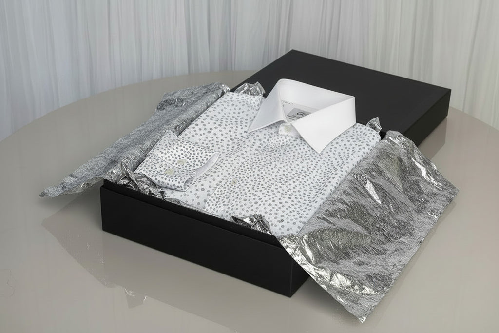Stacy Menswear Couture Silver Angels Premium Cotton Percale Hand-Painted Shirt