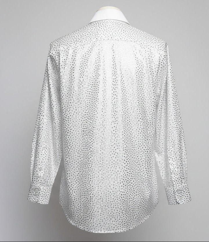 Stacy Menswear Couture Silver Angels Premium Cotton Percale Hand-Painted Shirt