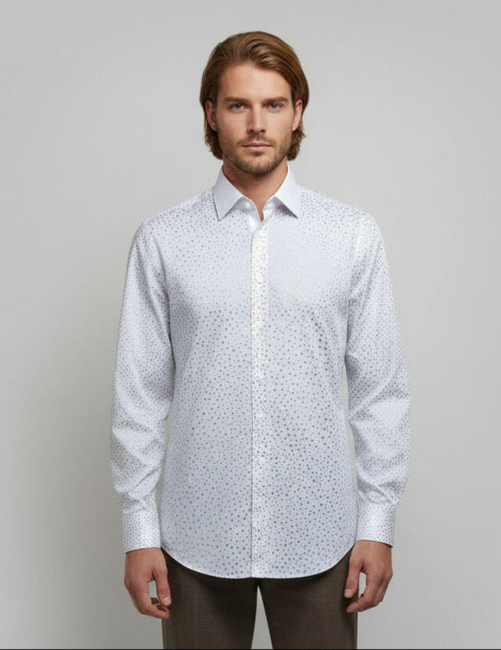 Stacy Menswear Couture Silver Angels Premium Cotton Percale Hand-Painted Shirt