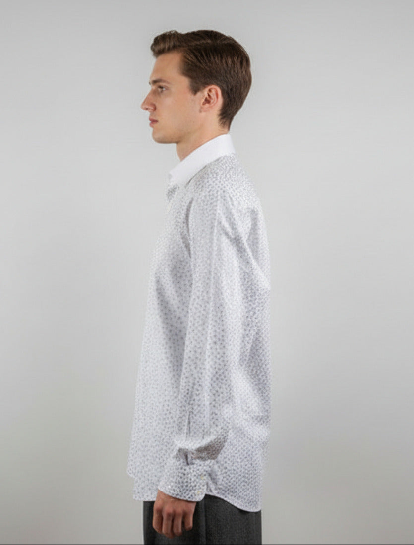 Stacy Menswear Couture Silver Angels Premium Cotton Percale Hand-Painted Shirt