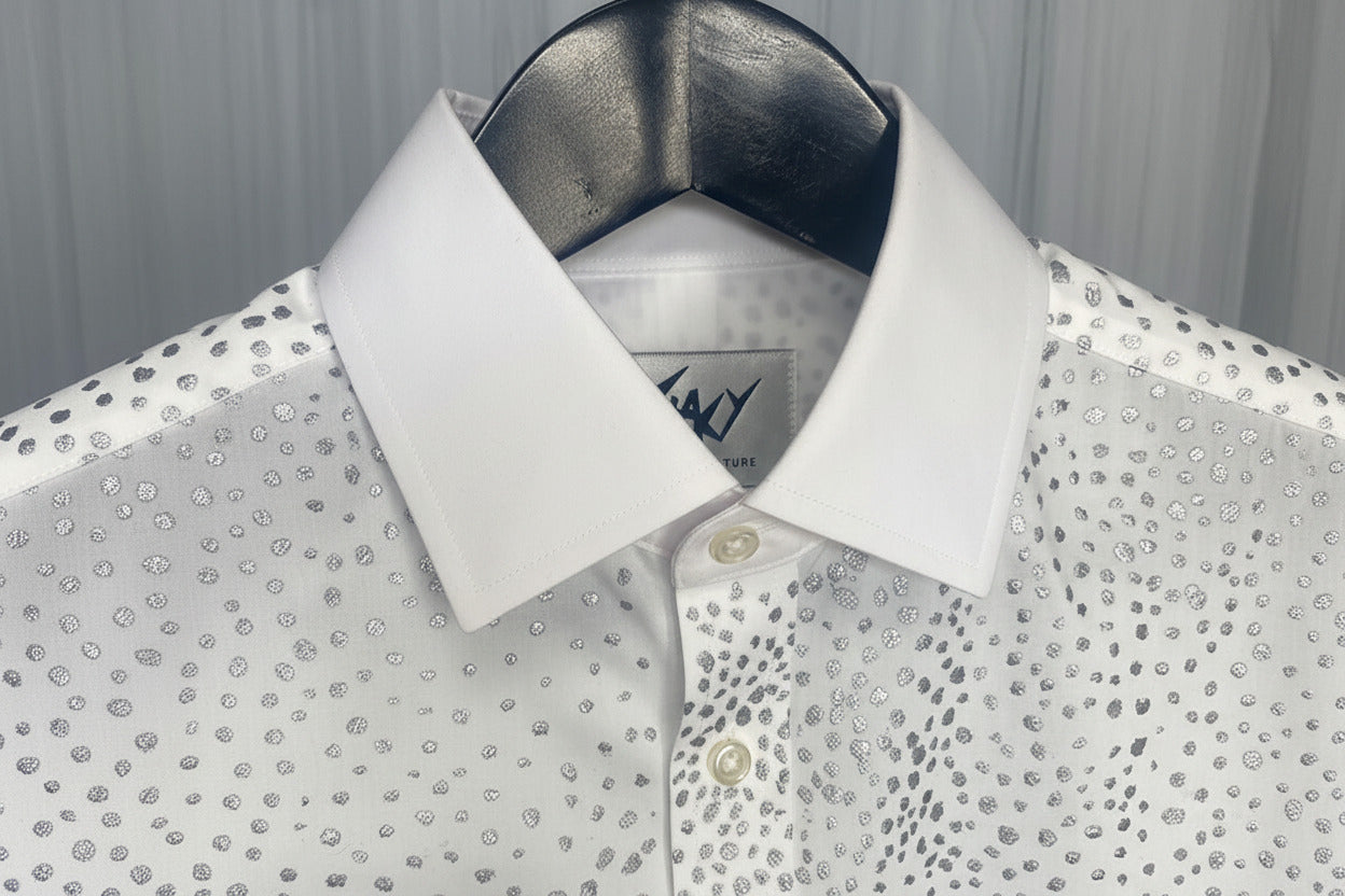 Stacy Menswear Couture Silver Angels Premium Cotton Percale Hand-Painted Shirt