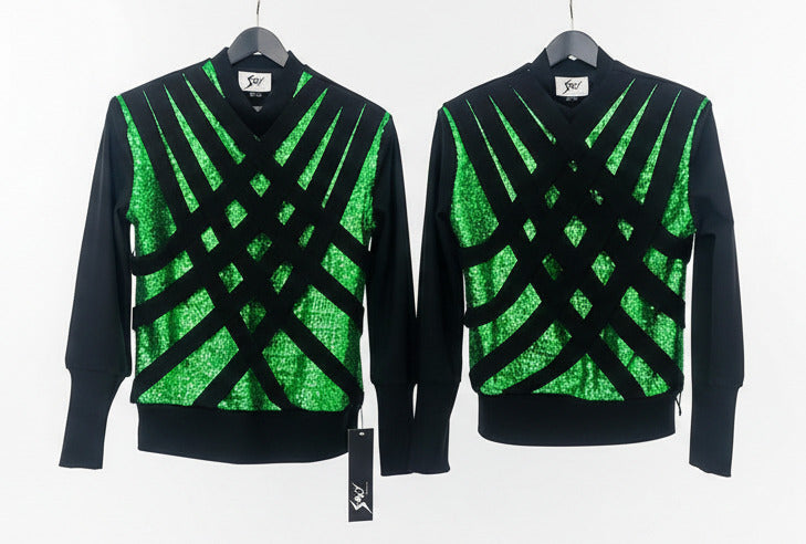 Stacy Menswear Couture Argyle Labyrinth Sequined Knit Top