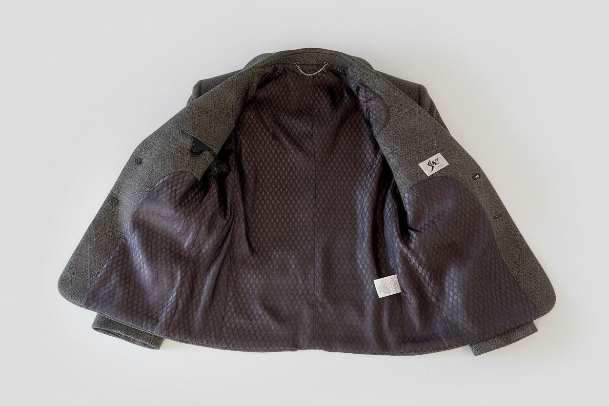 Stacy Menswear Couture Diamond Dodger Luxury Tweed Notched Lapel Blazer