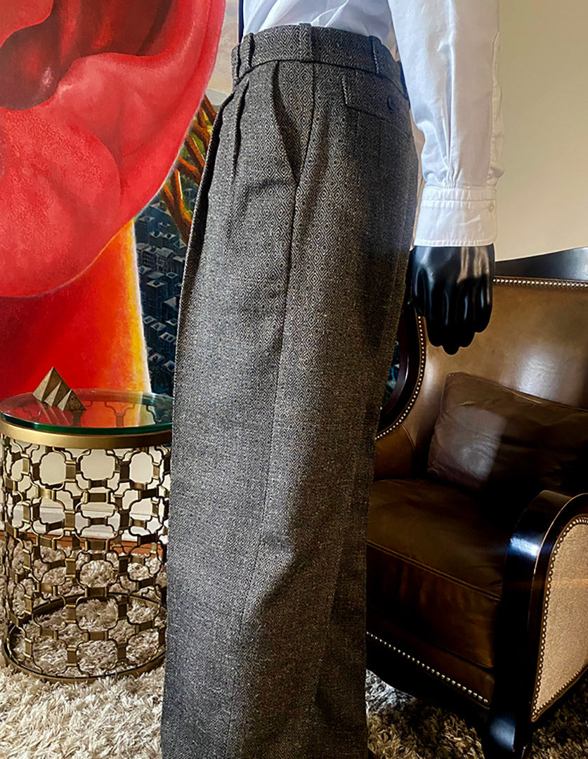 Stacy Menswear Couture Diamond Dodger Luxury Tailored 3-Piece Tweed Suit