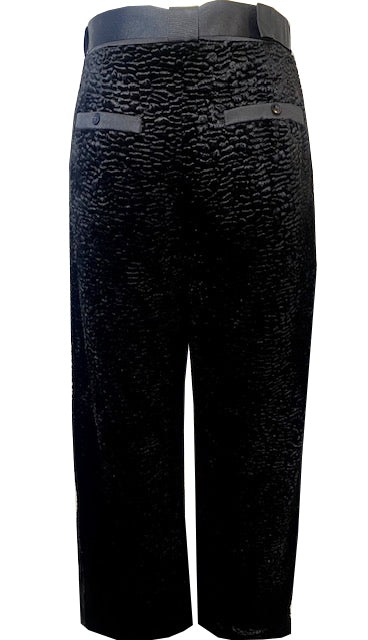 Stacy Menswear Couture Faux Persian Lamb Designer Pleated Windsor Tuxedo Pants