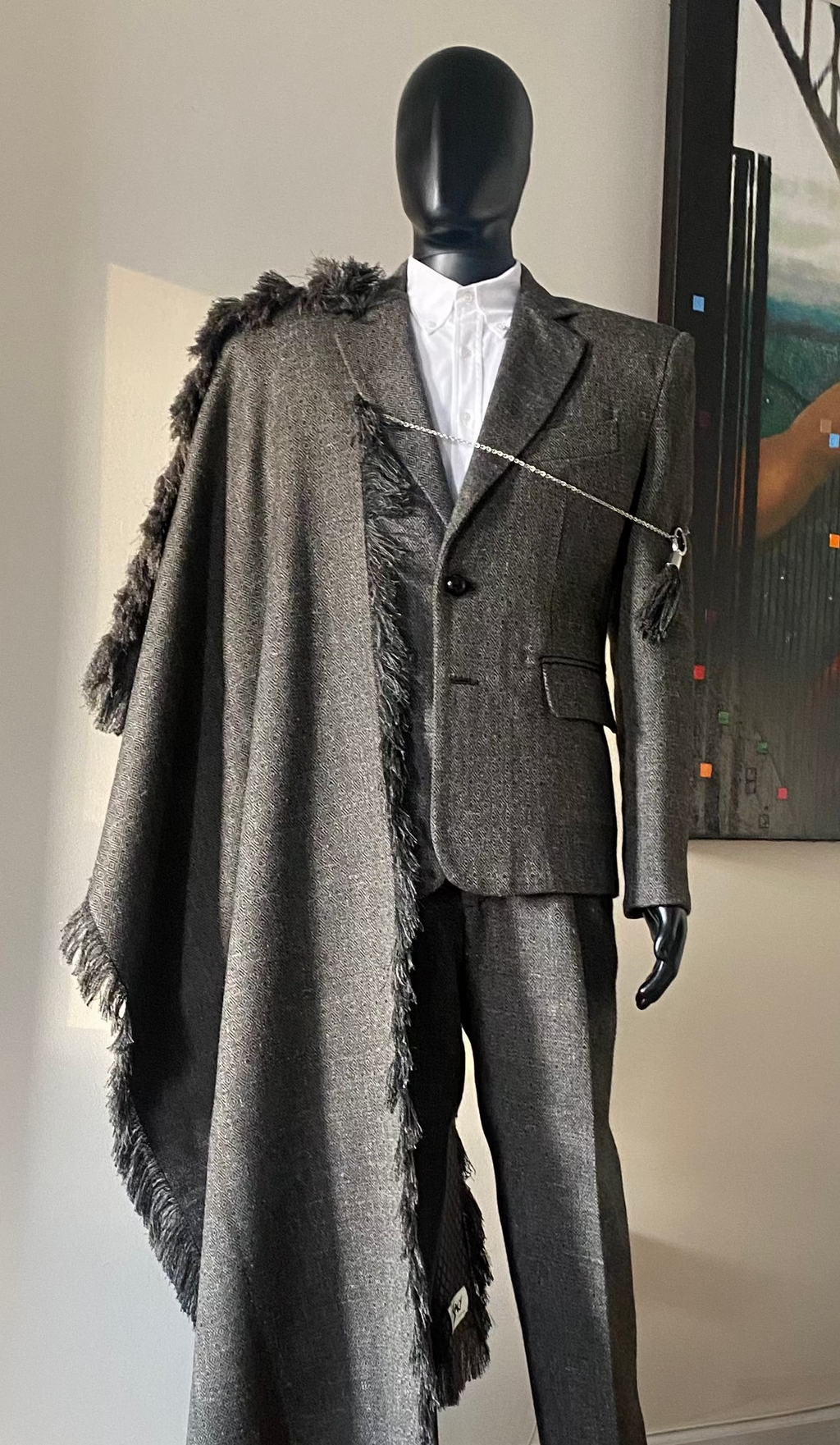 Stacy Menswear Couture Diamond Dodger Luxury Tailored 3-Piece Tweed Suit