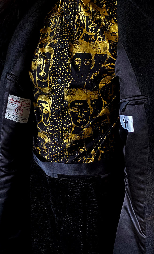 Stacy Menswear Couture Harris Tweed Wool Processional Great Coat