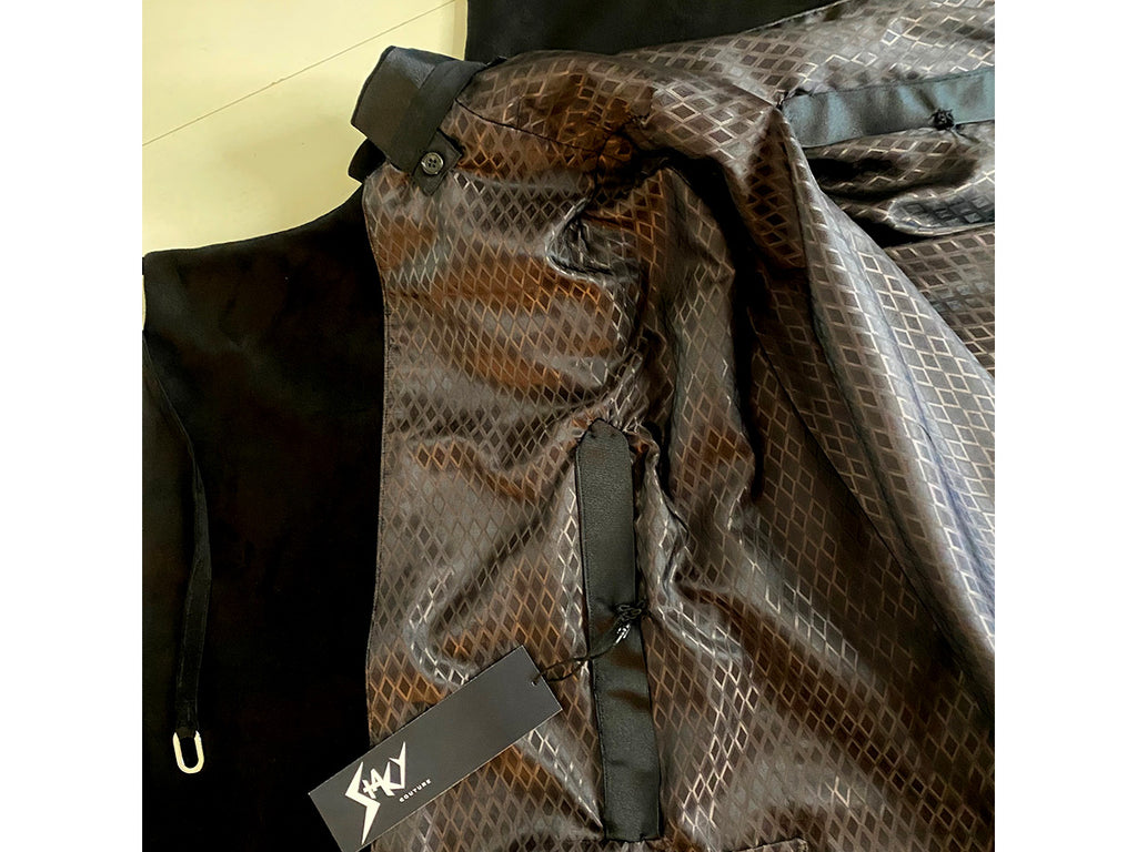 Stacy Menswear Couture Black Suede Cape