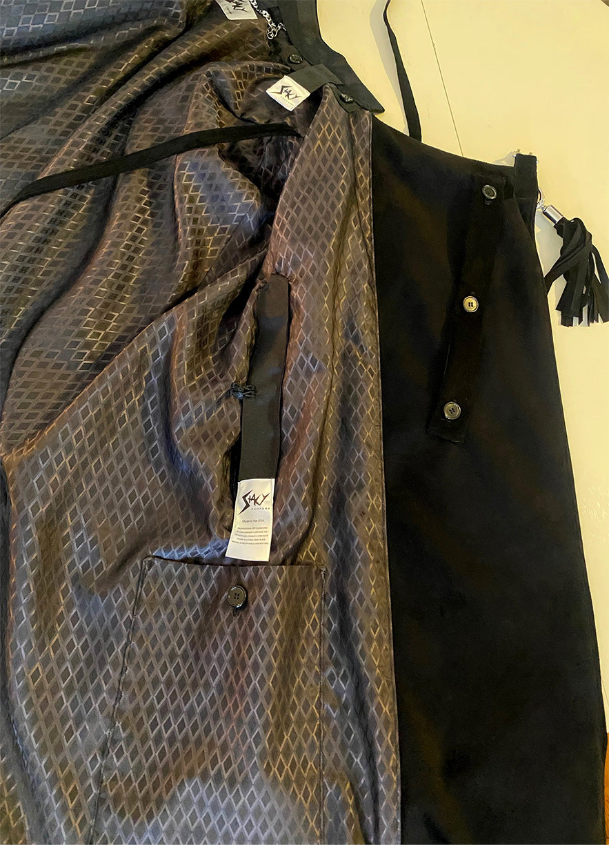 Stacy Menswear Couture Black Suede Cape