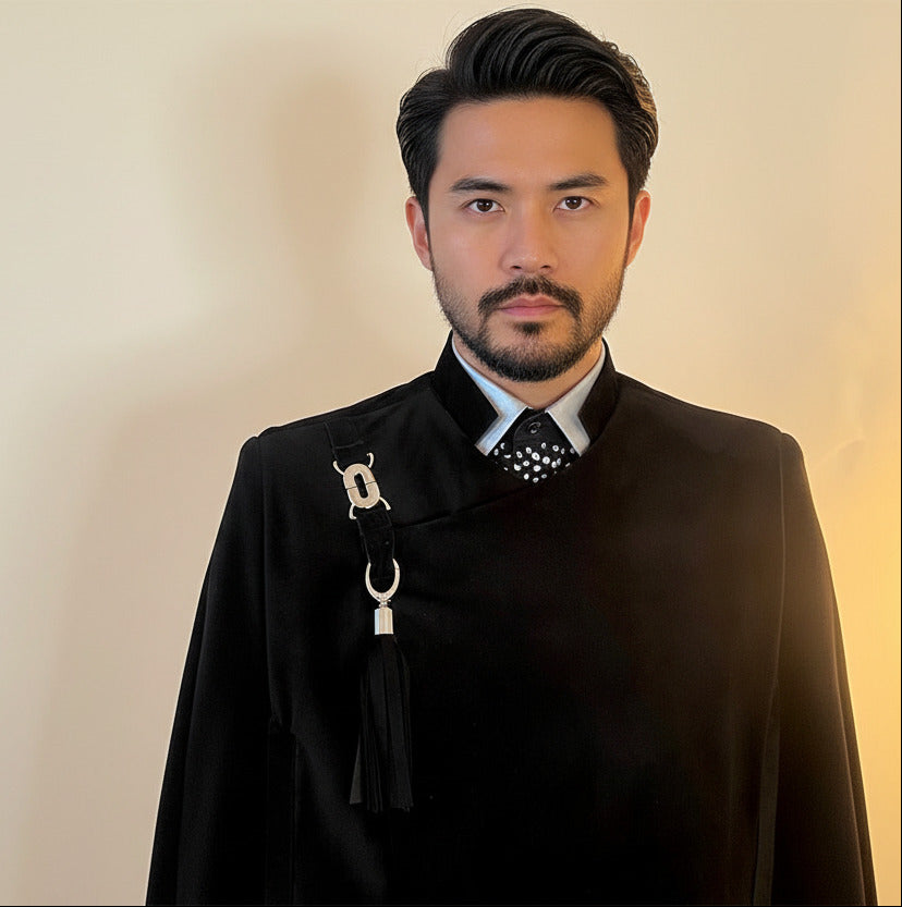 Stacy Menswear Couture Black Suede Cape