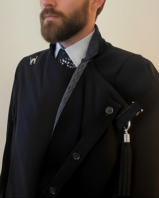 Stacy Menswear Couture Black Suede Cape