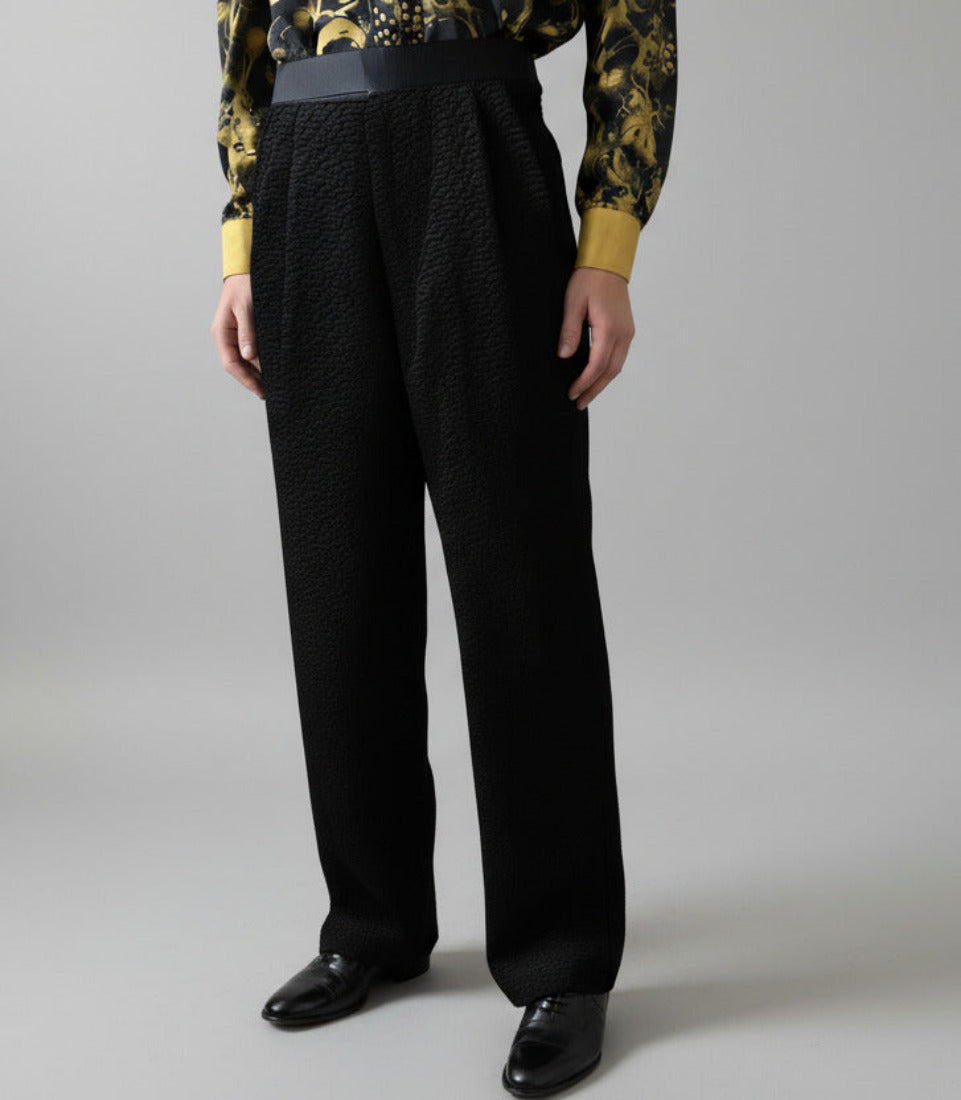 Stacy Menswear Couture Faux Persian Lamb Designer Pleated Windsor Tuxedo Pants