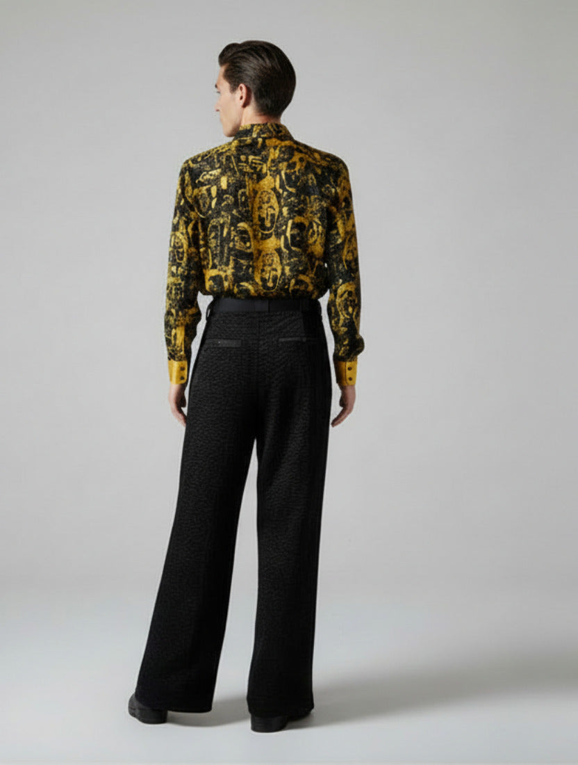 Stacy Menswear Couture Faux Persian Lamb Designer Pleated Windsor Tuxedo Pants