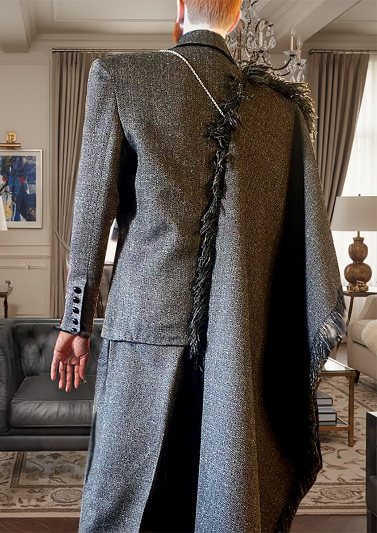 Stacy Menswear Couture Diamond Dodger Luxury Tailored 3-Piece Tweed Suit