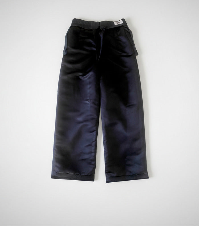 Stacy Menswear Couture Black Suede Designer Pleated Windsor Pants
